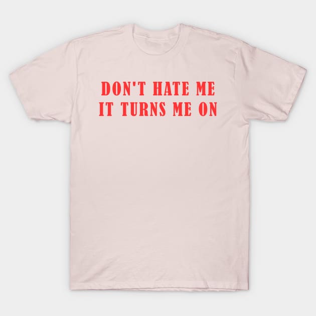 Don’t Hate Me It Turns Me On Funny Saying T-Shirt by elhlaouistore